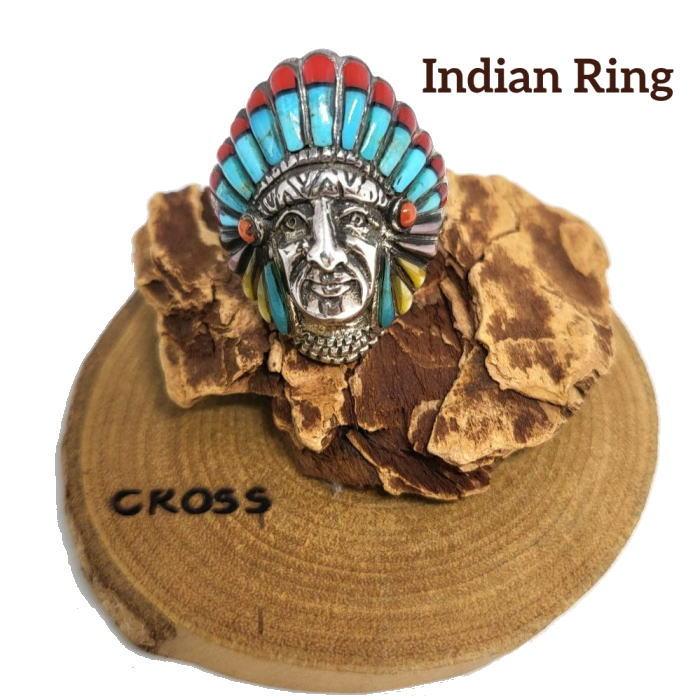 rym-324インディアンインレイリングSilver925指輪17号ネイティブインディアン | 
