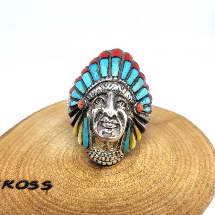 rym-324インディアンインレイリングSilver925指輪17号ネイティブインディアン |  | 01
