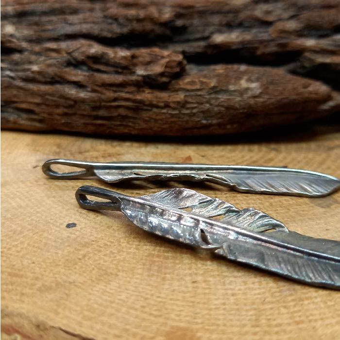 rym-36 シルバーコーティング 燻し加工 真鍮 フェザー ペンダントトップ 左右お選びいただけます インディアン |  | 05