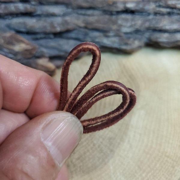 超ロング１５０ｃｍ細目の鹿革紐 赤茶 鹿ひも 水洗い引き伸ばしクリーム仕上げロング  rym-64 |  | 02