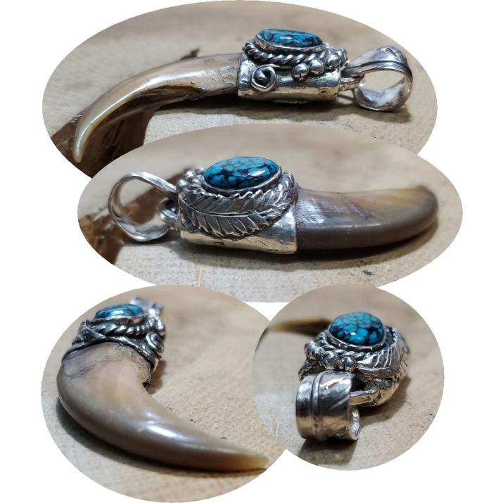 ベアクロー ターコイズ ペンダント Turquoise 熊爪 ネックレス Silver925 ハンドメイドrym-93 |  | 01