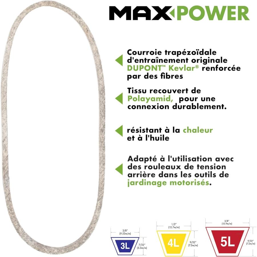 輸入品日本向け Maxpower 1/2inch x 37inch 347480 Premium Belt Reinforced with Kevlar Fiber Cords Brown　並行輸入品