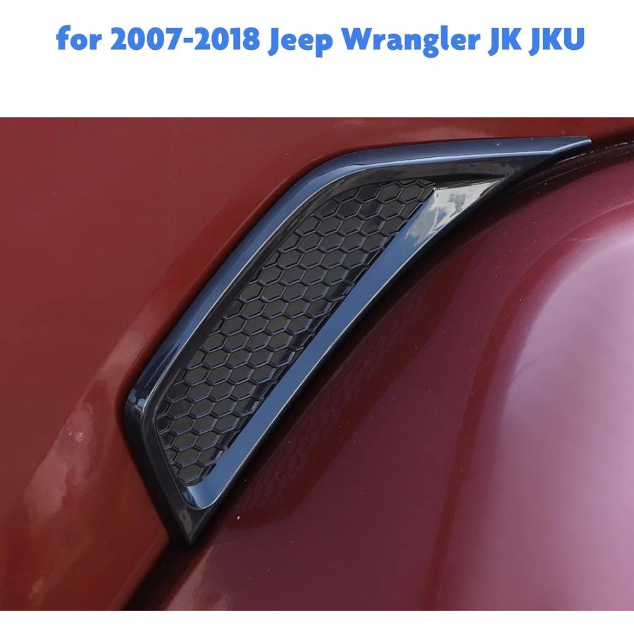 福袋セール  Jimen Compatible with 2007-2018 Jeep Wrangler JK & Unlimited 2PCS Car Side Fender Air Vent Cover Trim Exterior Accessories (Black)　並行輸入品