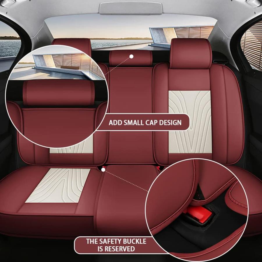 女性が喜ぶ OKUYAN Car Seat Cover Fit for Fiat 500 2012-2019 5 Seats Front and Back Non-Slip Seat Covers for Car Vehicle Interior Accessories(5 Seats Cream Red)