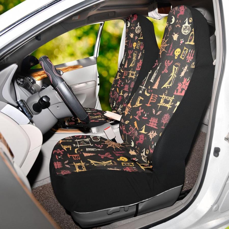 2022福袋 Car Seat Covers for Front Seats Front Seat Cover Set Interior Covers for Auto Truck Van SUV Halloween　並行輸入品