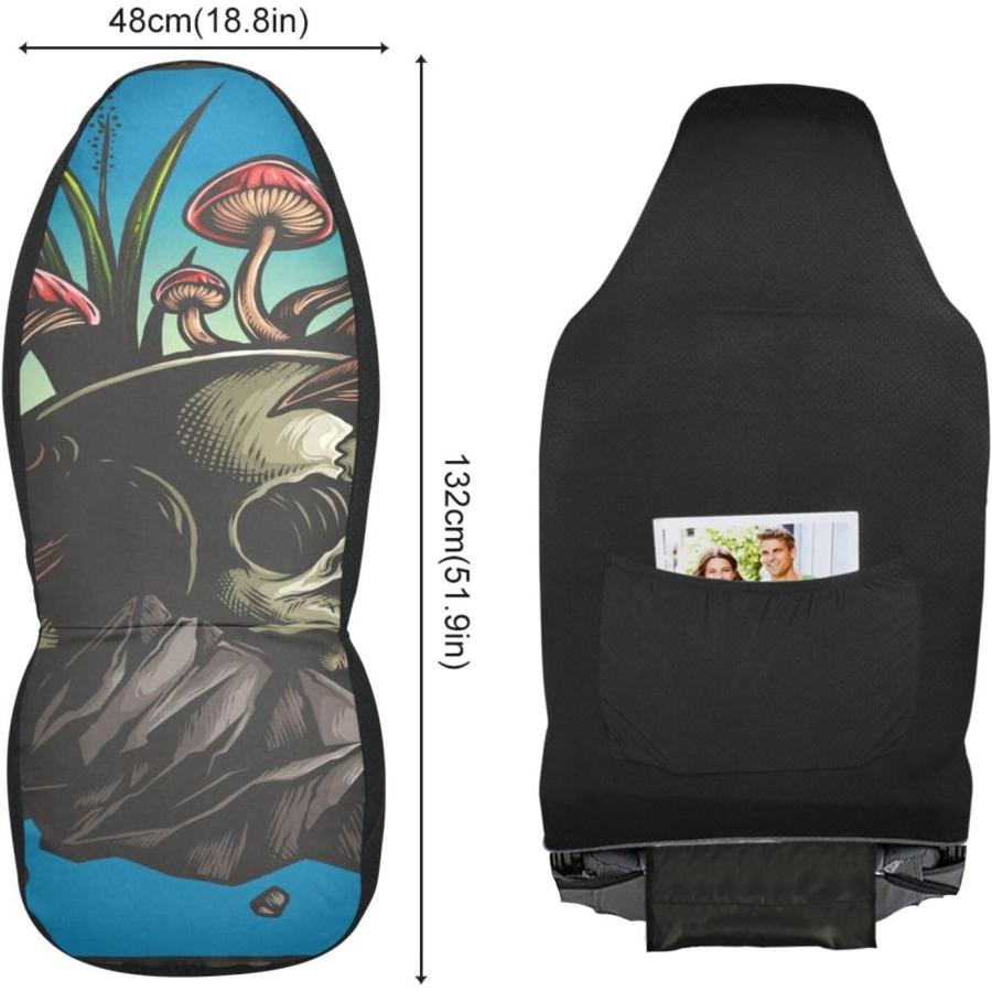  海外ブランド  Hwasondy Car Seat Covers for Front Seats Front Seat Cover Set Interior Covers for Auto Truck Van SUV Skull with Mushroom　並行輸入品