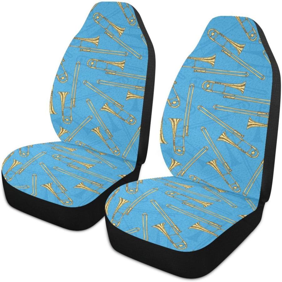 【海外正規品】激安通販 Hwasondy Car Seat Covers for Front Seats Front Seat Cover Set Interior Covers for Auto Truck Van SUV Golden Trombones　並行輸入品