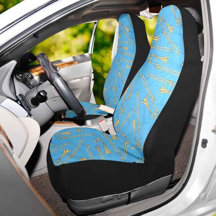 【海外正規品】激安通販 Hwasondy Car Seat Covers for Front Seats Front Seat Cover Set Interior Covers for Auto Truck Van SUV Golden Trombones　並行輸入品