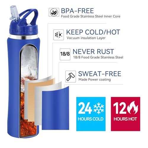直売販売品 Water Bottle with Straw and Lid Vacuum Insulated Stainless Steel 並行輸入品