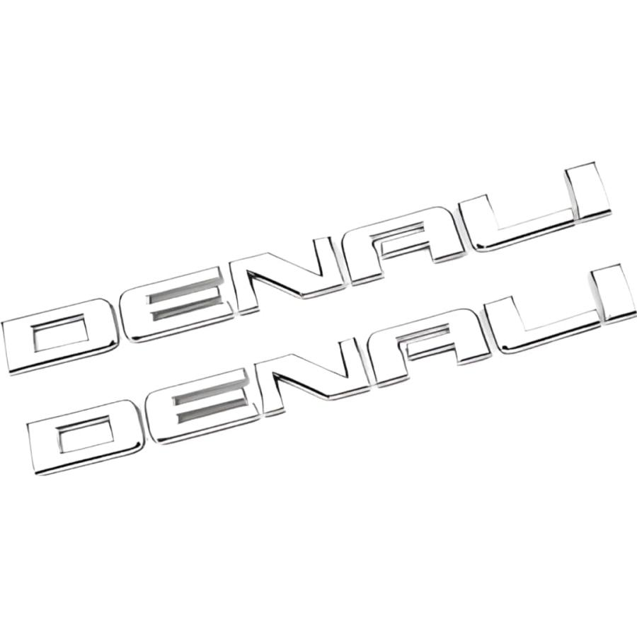 免税送料無料 Denali ネームプレートエンブレム HDバッジ 2個 GMC Yukon & Sierra 2007-2020モデル用 純正交換用エンブレム クローム仕上げ　並行輸入品
