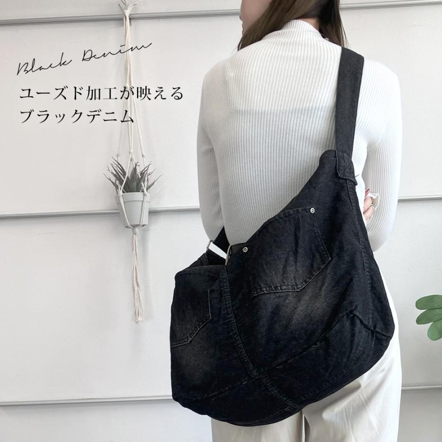 ブラックデニムショルダーバック ショルダーバッグ キャンバス メンズ レディース デニム ショルダー