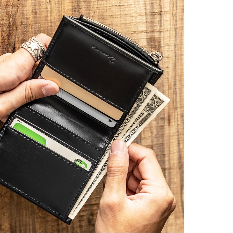 ミニ財布 メンズ 二つ折り 二つ折り財布 １着でも送料無料 さいふ ブランド 本革 レザー 人気 折財布 ブラック シンプル カード コンパクト 新生活 黒 革 ビジネス