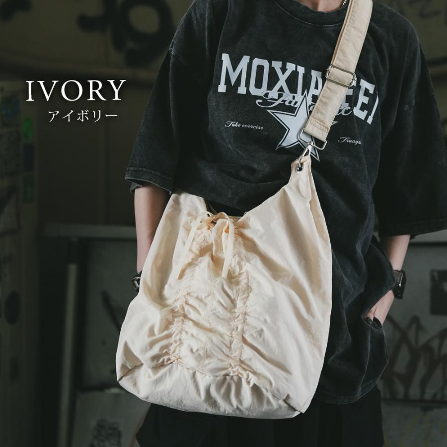 ショルダーバッグ ショルダー ナイロン リボン ギャザー レディース