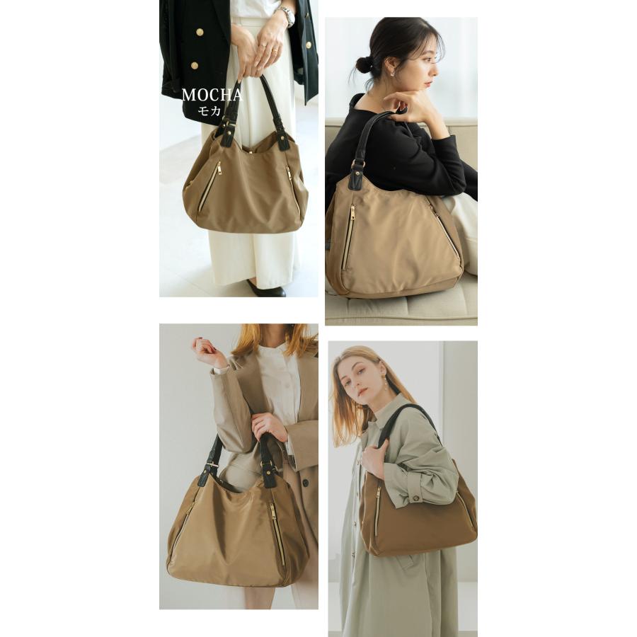 トートバッグ レディース 大きめ a4 軽量 母の日 ナイロン 縦 横 おしゃれ 黒 ファスナー付き トート バック 通勤 かばんの画像