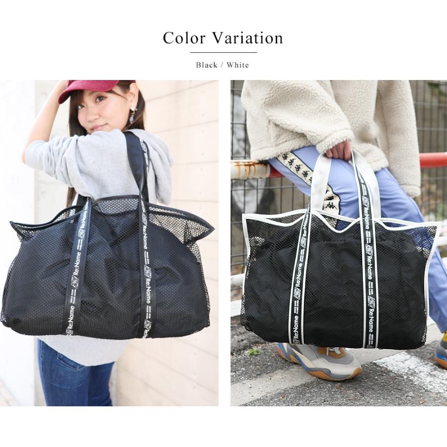 トートバッグ トート レディース メンズ バック かばん メッシュ ナイロン 軽量 おしゃれ 大容量 ブランド Rename ブラック 黒 新生活 |  | 05