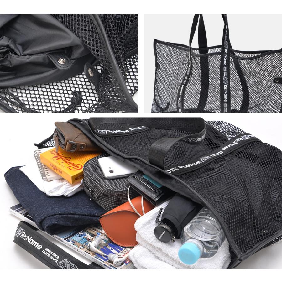 トートバッグ トート レディース メンズ バック かばん メッシュ ナイロン 軽量 おしゃれ 大容量 ブランド Rename ブラック 黒 新生活 |  | 07