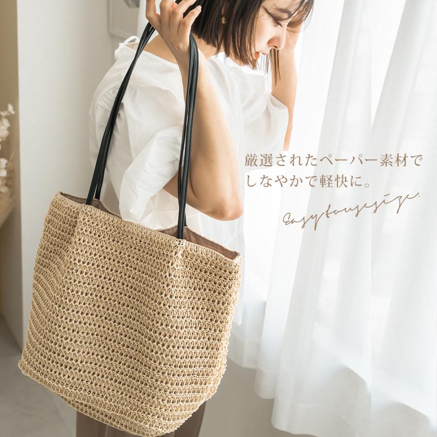 かごバッグ レディース トートバッグ ペーパーバッグ かわいい おしゃれ 超軽量 軽い 大きめ 大容量 通勤 通学 ハンドバッグ カゴバッグ 籠 編み |  | 03