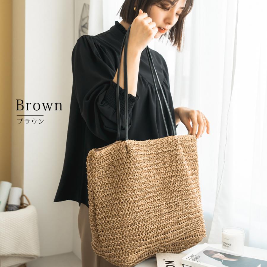 かごバッグ レディース トートバッグ ペーパーバッグ かわいい おしゃれ 超軽量 軽い 大きめ 大容量 通勤 通学 ハンドバッグ カゴバッグ 籠 編み |  | 09