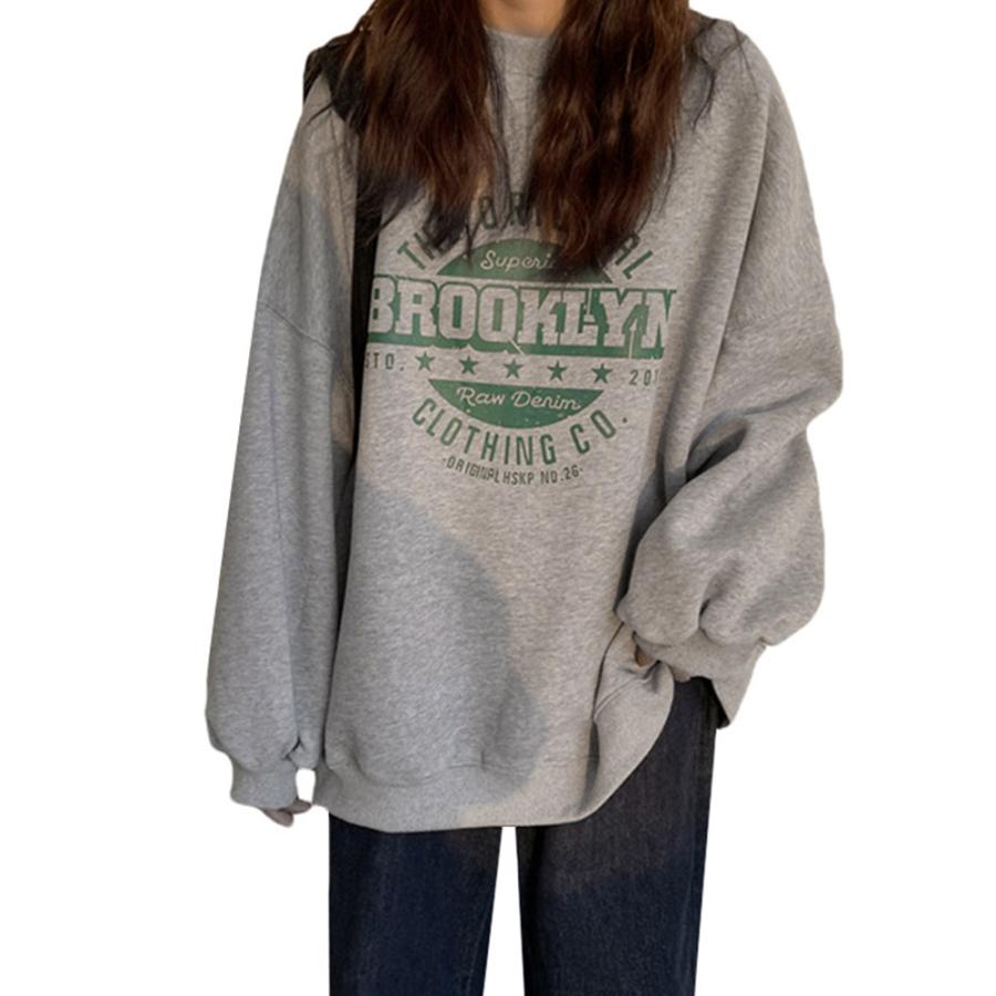 スウェット ビッグシルエット トレーナー レディース 長袖 ロゴ  プルオーバー 新生活 |  | 06