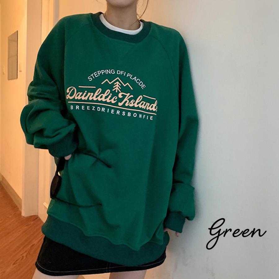 スウェット ビッグシルエット トレーナー レディース 長袖 ロゴ  プルオーバー 新生活 裏起毛 |  | 11