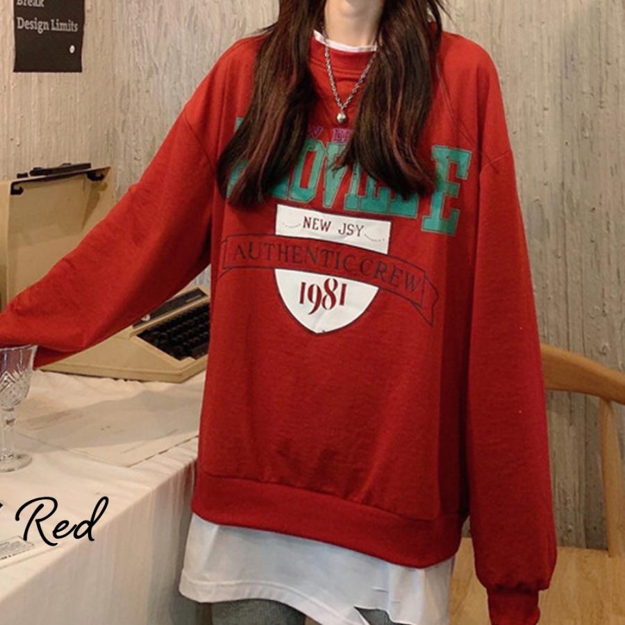 スウェット ビッグシルエット トレーナー レディース 長袖 ロゴ  プルオーバー 新生活 裏起毛 |  | 13