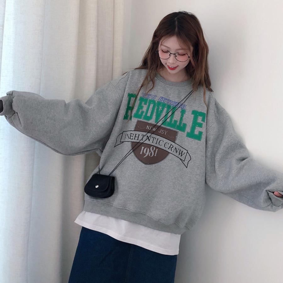 スウェット ビッグシルエット トレーナー レディース 長袖 ロゴ  プルオーバー 新生活 裏起毛 |  | 16