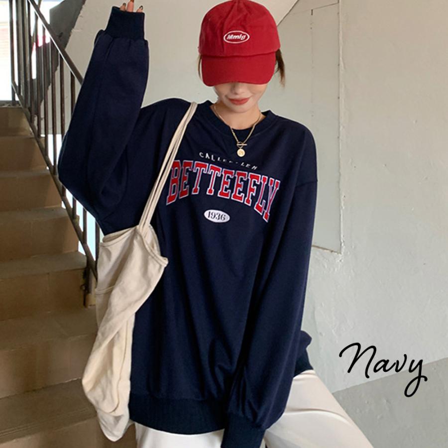 スウェット ビッグシルエット トレーナー レディース 長袖 ロゴ  プルオーバー 新生活 裏起毛 |  | 18