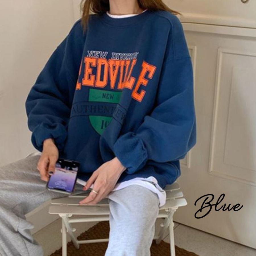 スウェット ビッグシルエット トレーナー レディース 長袖 ロゴ  プルオーバー 新生活 裏起毛 |  | 03