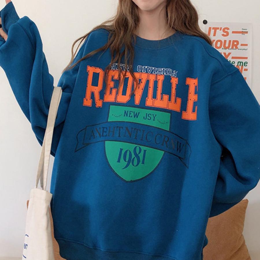 スウェット ビッグシルエット トレーナー レディース 長袖 ロゴ  プルオーバー 新生活 裏起毛 |  | 04