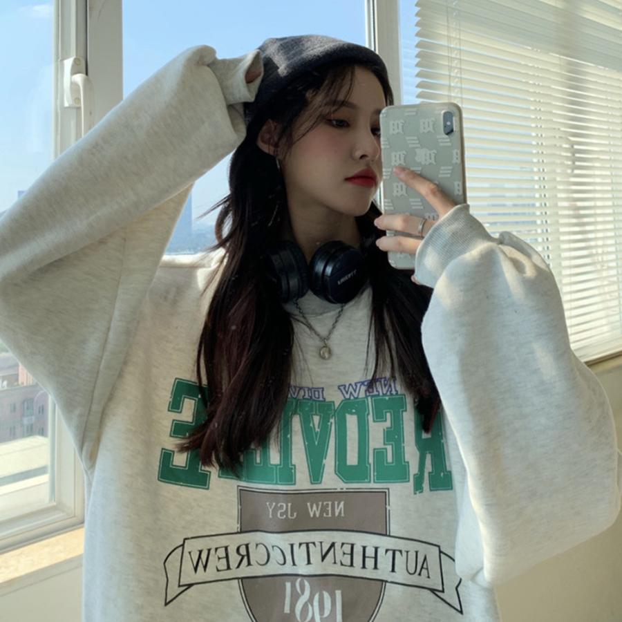 スウェット ビッグシルエット トレーナー レディース 長袖 ロゴ  プルオーバー 新生活 裏起毛 |  | 08