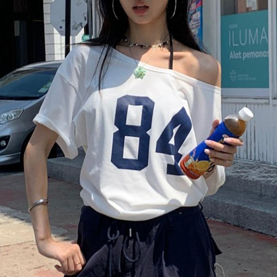 Tシャツ オフショルダー レディース 半袖 トップス プリントT ロック