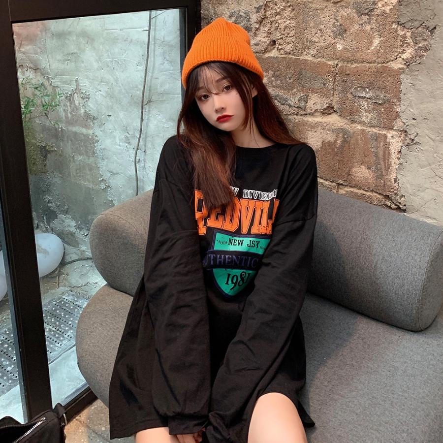 ロンT tシャツ Tシャツ ビッグシルエット カレッジ 長袖 レトロ