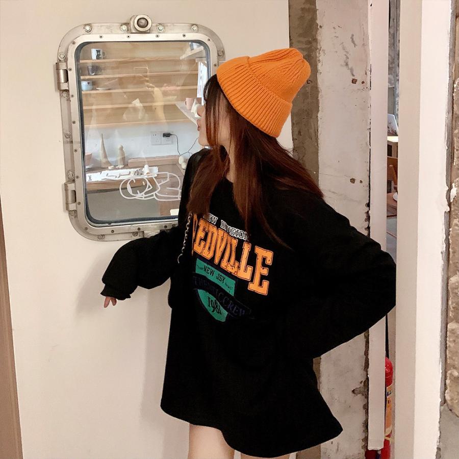 ロンT tシャツ Tシャツ ビッグシルエット カレッジ 長袖 レトロ 古着