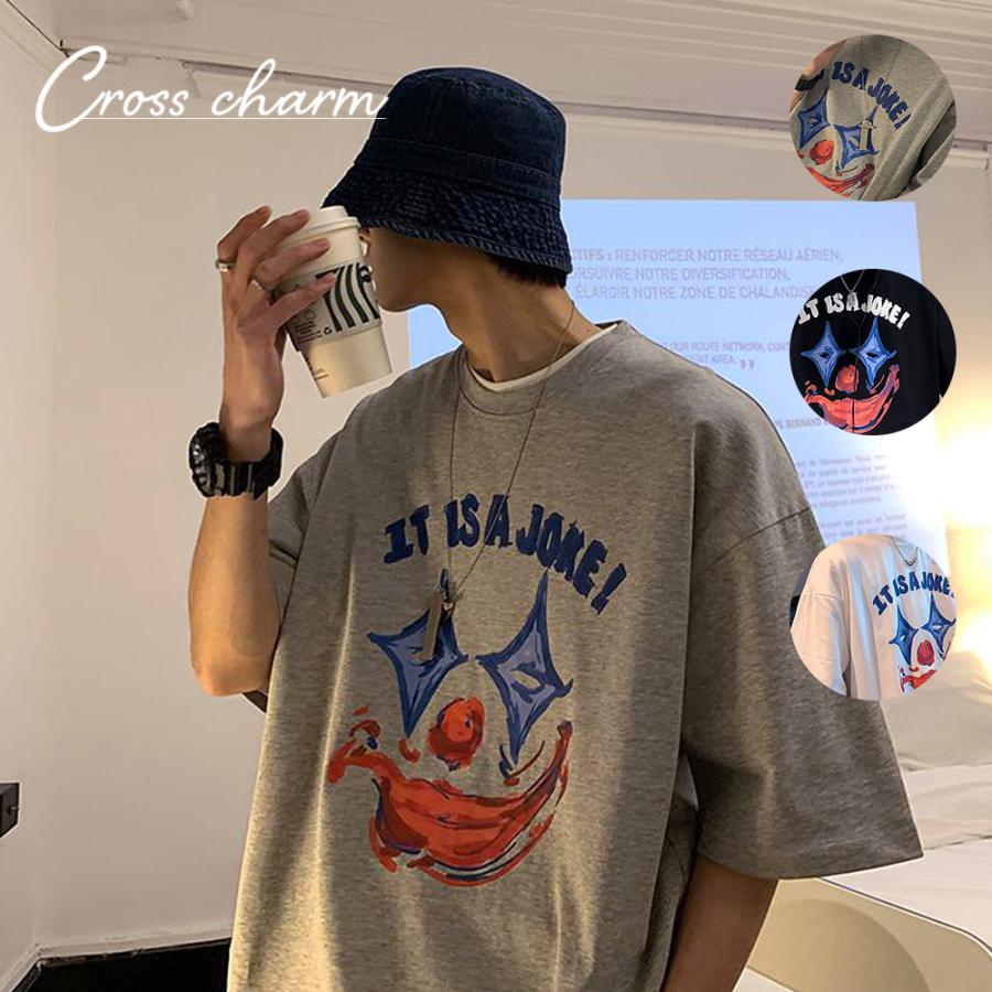 Tシャツ ピエロプリント ファッション Tシャツ メンズ レディース 半袖 カジュアル 大きいサイズ オーバーサイズ 大きめ Ta228 Crosscharm 通販 Yahoo ショッピング