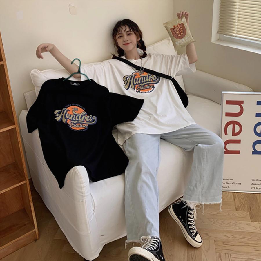 サークルプリント ロゴ Tシャツ ビッグシルエット レディース メンズ