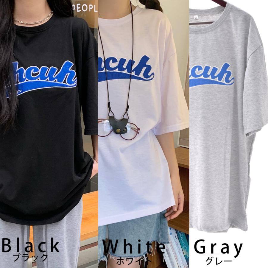 Tシャツ 韓国風ビッグシルエット カレッジロゴ ファッション t