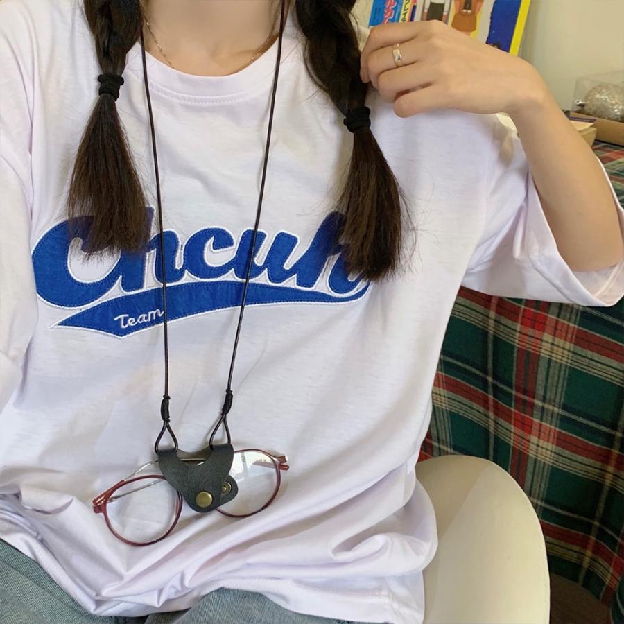 新品未使用未開封　Lサイズ　立体ロゴＴシャツ　韓国ファッション　体型カバー reca（レカ） 七分袖オーバーサイズロゴTシャツ 240206 レディース