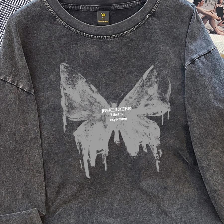 ロンT トップス 長袖 Tシャツ 袖プリント オーバーサイズ 韓国