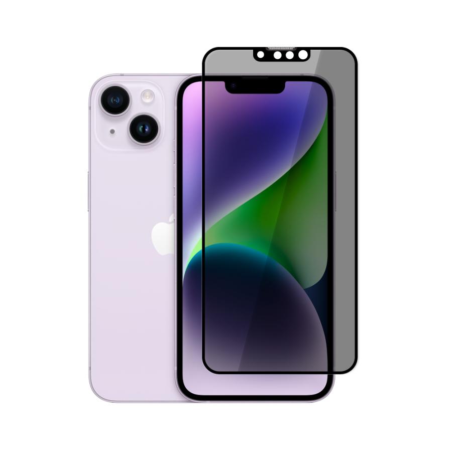 クロスフォレスト iPhone 14 / 13 / 13Pro (6.1インチ) 用 防塵ネット付き 360°のぞき見防止 プライバシー保護 液晶保護 ガラスフィルム | 