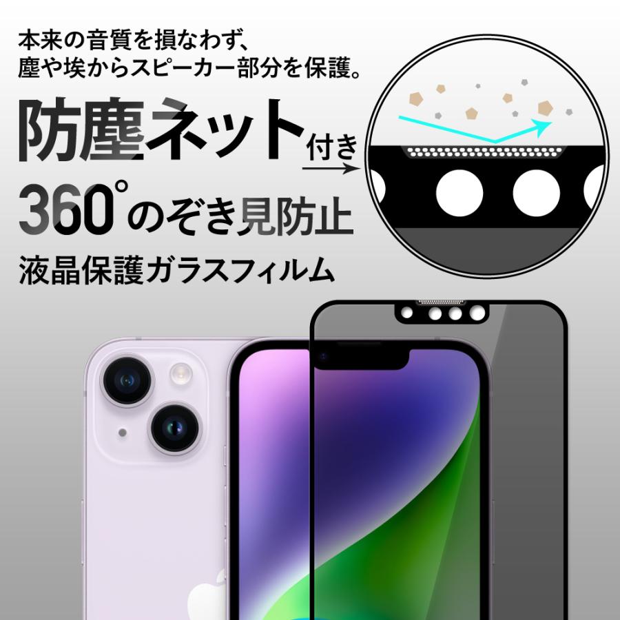 クロスフォレスト iPhone 14 Plus / 13 Pro Max (6.7インチ) 用 防塵ネット付き 360°のぞき見防止 プライバシー保護 液晶保護 ガラスフィルム |  | 01