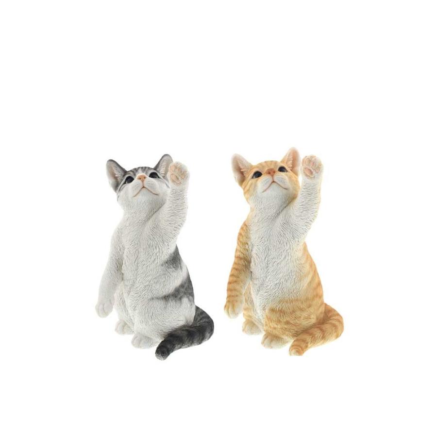 猫 置物 ハイタッチ サバ白 かわいい 可愛い インテリア オブジェ ねこ ネコ グッズ リアル オシャレ おしゃれ アンティーク 動物 アニマル クロスゲート 通販 Yahoo ショッピング