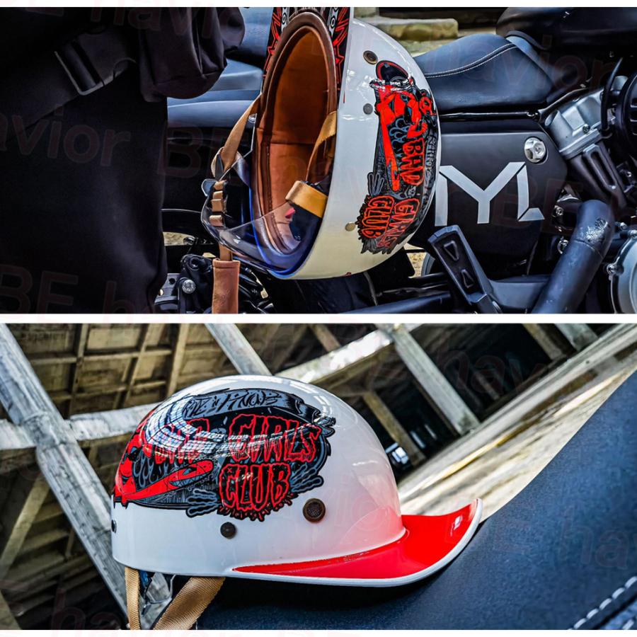 公道対応不可 装飾ヘルメット ハーフヘルメット 半キャップ シールド可動 野球帽 つば付き ユニセックス 男女兼用 軽量 日除け 夏季適用 |  | 11