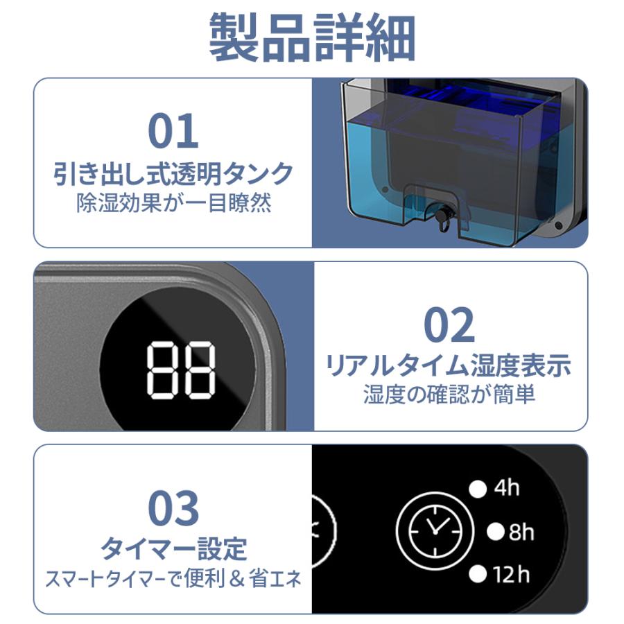 2026最新型】除湿機 小型 除湿器 省エネ 2400mL 静音 湿気取り カビ