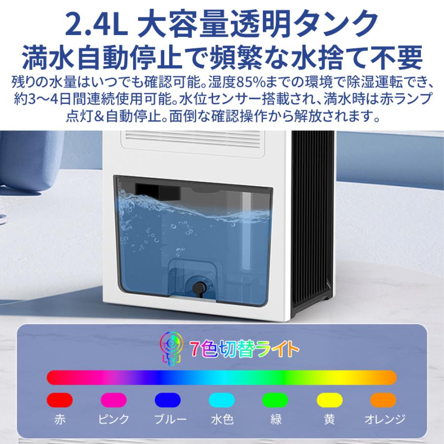 除湿機 小型 除湿器 満水自動OFF ペルチェ式 省エネ 2.4L 静音 湿気