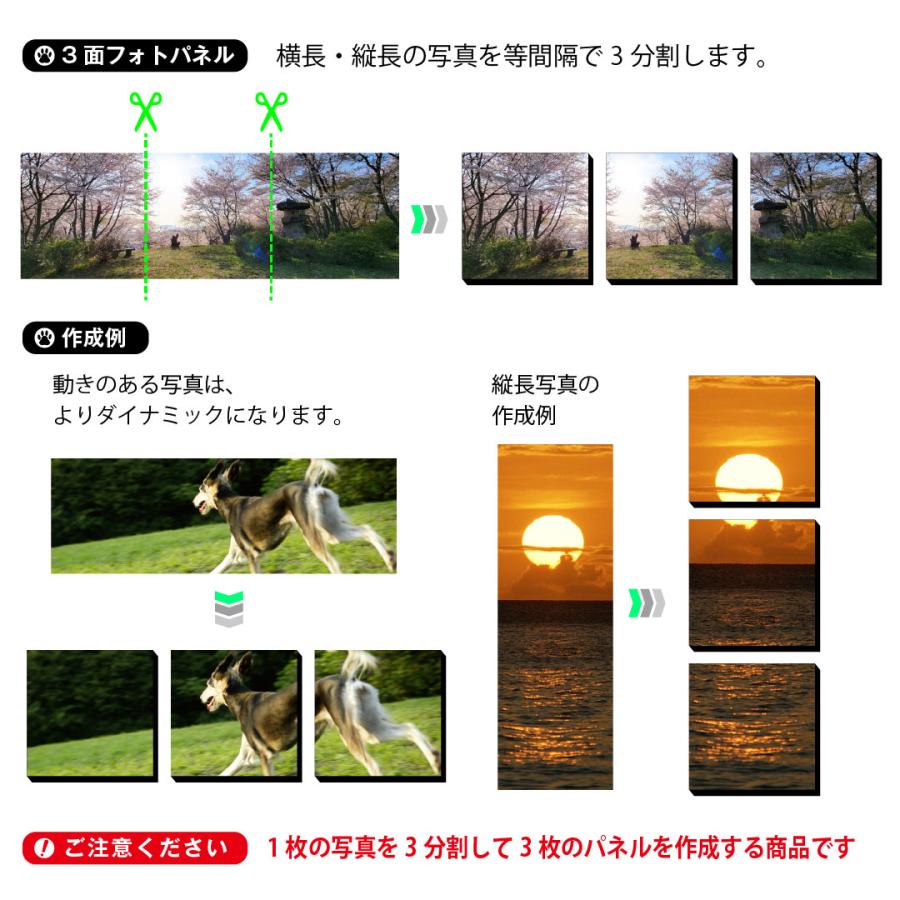 3面フォトパネル 家族 ペット 子ども 写真 オーダーメイド お祝い 出産 敬老 壁掛け 軽量 壁紙に貼れる インテリア |  | 02