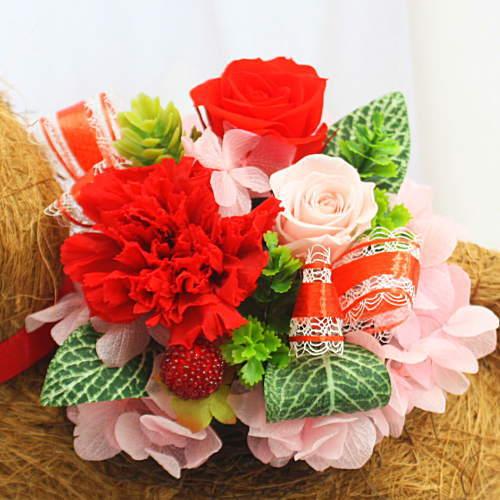 クレイフラワー♥かごにお花とワンちゃん♥ハンドメイド ひろりん様