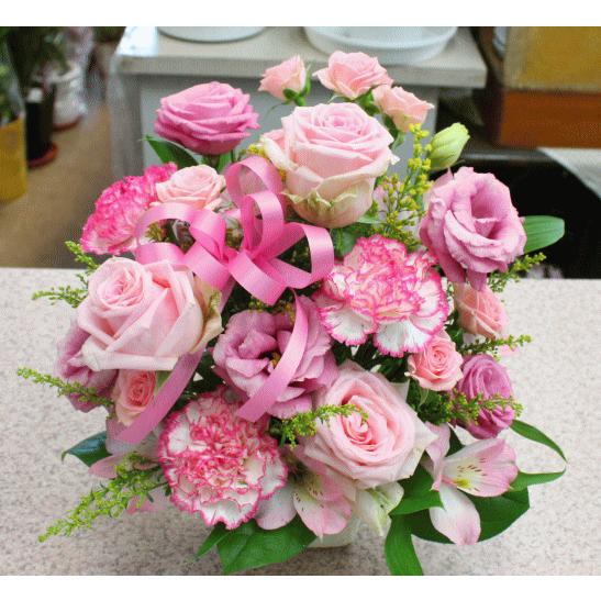 誕生日・お祝いにピンク系の花のオリジナルフラワーアレンジメント