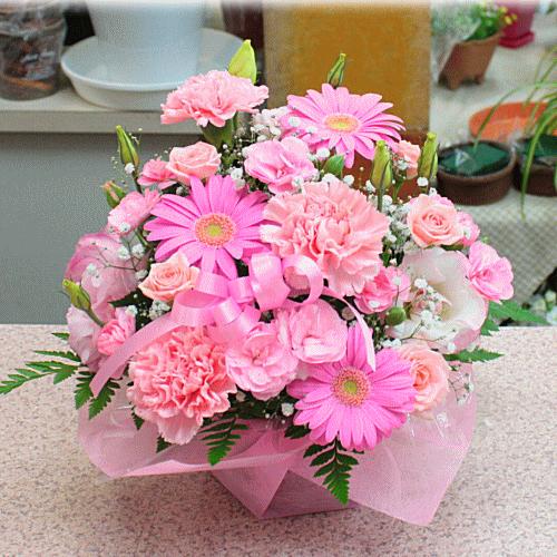 誕生日・お祝いにピンク系の花のオリジナルフラワーアレンジメント