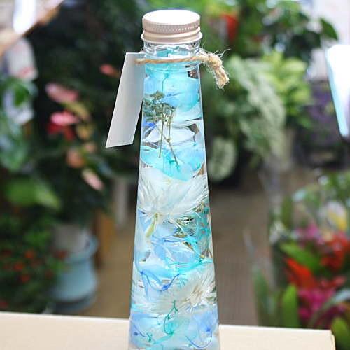 ハーバリウム ブルー系 ビンの中の花や植物 花ギフト インテリアや