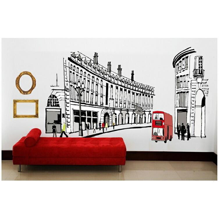 ロンドンバス World イギリス 風景を壁に ウォールステッカー 飾りシール壁紙 元シートサイズ 60cmx90cm Cai100z クロス ロードdiyショップ 通販 Yahoo ショッピング